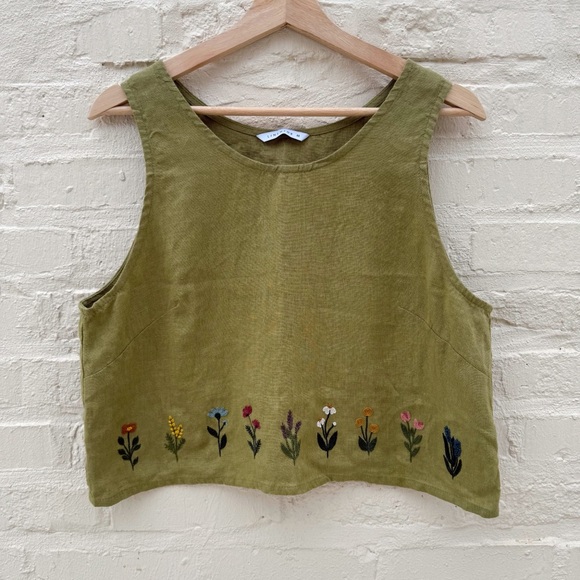 Linenfox Tops - Linenfox | Hand-Embroidered Sadie Top | Medium